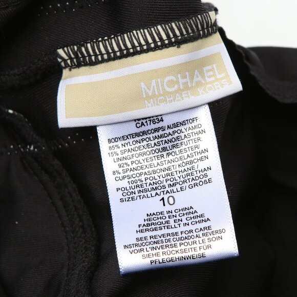 Michael Kors Cut-Out One-Shoulder One-Piece Swimsuit Side-Logo Black White 10 - Picture 5 of 9